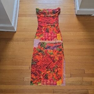 Zara, Vibrant Hot Peppers Graphic Print Maxi Dress, EUC, Women's S